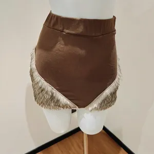 Others Follow Brown Corduroy High-waist Shorts Faux Fur thumbnail 2