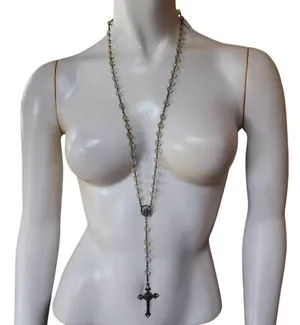 Vintage Roma Sterling Silver & AB Crystal Rosary thumbnail 1