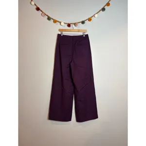 Ann Taylor burgundy 100% wool wide leg dress pants thumbnail 2