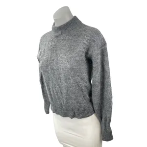 Quince Women's Gray Wool Knit Mock Neck Long Balloon Sleeve Sweater Top Size S thumbnail 3