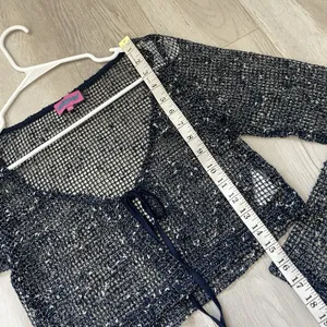 Edikted Crochet Cardigan idra open knit womens Navy Blue (xsmall) festival y2k thumbnail 6
