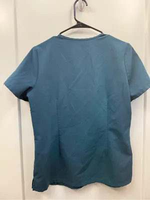 Figs Catarina V-Neck Pocket‎ Scrub Top Teal Blue Marine Small thumbnail 4