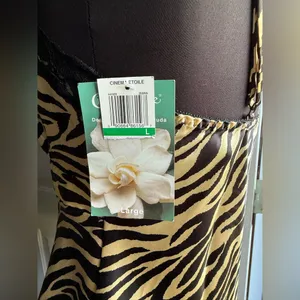 NOS vintage Y2K Cinema Etoile Intimates zebra print lace trim cami, size large thumbnail 9