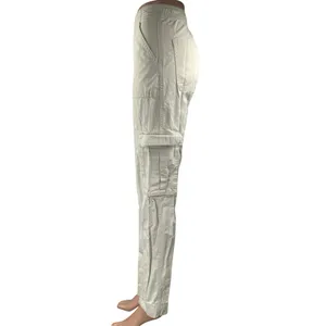 Abercrombie & Fitch Women's White High Waisted Straight Cargo Trousers Pants 0 thumbnail 2
