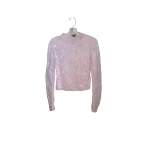 Wild Fable Pastel lace Sheer long-sleeve sequin mock neck coquette girl fairy thumbnail 8