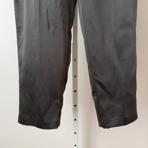Zara‎ S Black Satin Frayed Waist Tapered Ankle Pants Preppy Classic Minimalist thumbnail 3