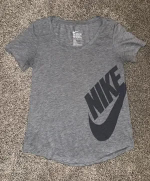Nike Women's The Nike Tee Athletic Cut Tri-Blend Graphic T-Shirt Gray Medium thumbnail 1