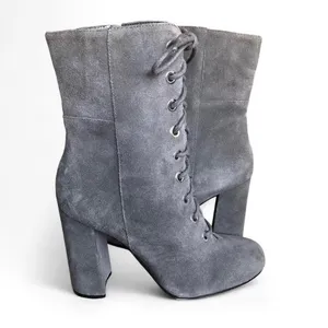 Vince Camuto Women’s 8M Gray Suede Teisha Lace Up Heeled Ankle Boots. thumbnail 2