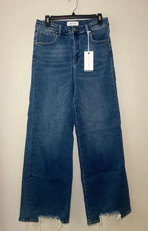 Risen Jeans Wide Leg High-Rise Women's Jeans - Dark Blue thumbnail 1