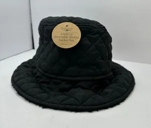 Britt’s Knits Après-Ski Reversible Quilted Sherpa Bucket Hat Black NWT thumbnail 1