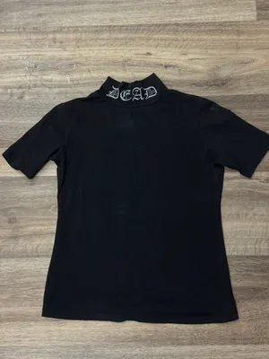 Widow Mock Neck Embroidered Dead Alt Goth Tee Shirt Women’s Large thumbnail 2