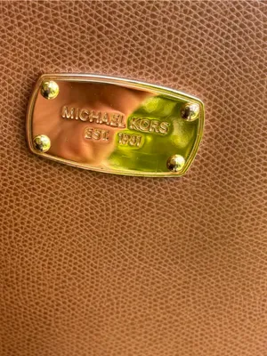 Michael Kors Brown Leather Tote with Gold Tone Logo thumbnail 5