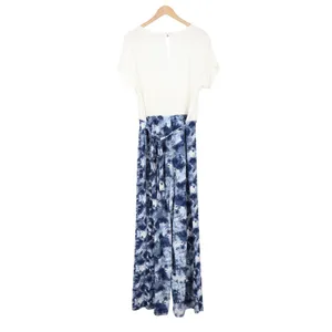 Ultra Flirt Jumpsuit Womens 2X White Blue Tie Dye Wide Leg Excellent thumbnail 4