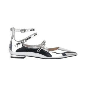 NWT INC International Concepts Valan Triple-Strapped Flats Silver Gray 10M thumbnail 2
