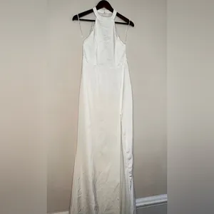 Lulu's White Satin Lace Backless Wedding Gown Dress Small thumbnail 8