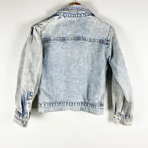 Alice And Olivia Dean Boxy Cropped Cotton Button Front Jean Denim Jacket Acid XS thumbnail 3