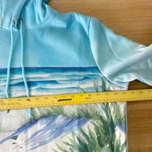 Source Unknown New Blue Seascape Fleece Lined hoodie Sweater Size XL thumbnail 5