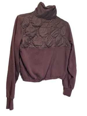 Abercrombie & Fitch Cropped‎ Casual Brown 3/4 zip up sweater size XS thumbnail 4