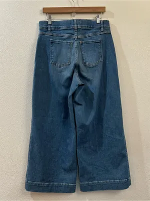 SPANX EveryWear Cropped Wide Leg Jeans in Stonewash Blue Size Large thumbnail 7