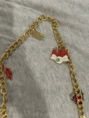 Von Dutch Gold-Tone Charm Chain Belt Necklace - Red & Gold Size S/M thumbnail 3