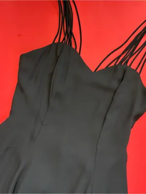 Jump Vintage 90s Goth Solid Black Strappy A-Line Mini Dress thumbnail 10