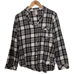 Victoria's Secret Black Pink Plaid Button-Up Pajama Shirt Size Medium thumbnail 1