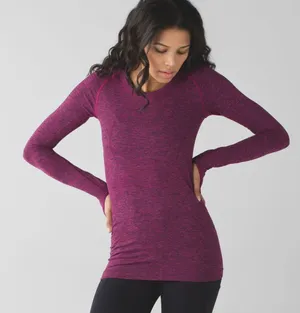 Lululemon Swiftly Tech Long Sleeve Crew in Heathered Jewelled Magenta thumbnail 1
