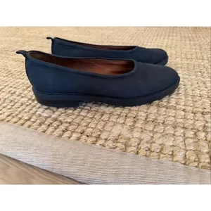 Eddie Bauer Black Nubuck Leather Flats Made in Italy Slip On Shoes Women 8N thumbnail 2