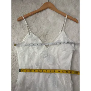 Lulus More Than Gorgeous White Mesh Ruffled Swiss Dot Midi Dress Size Small NWT thumbnail 6
