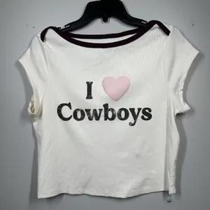 Grayson Threads Large Womens T-shirt I Love Cowboys White Short Sleeve Top thumbnail 1