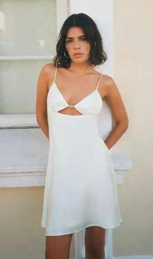 ZARA Dress Mini Satin Lingerie Effect White Wedding Bridal Shower Vacation Summer thumbnail 3