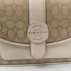 COACH LONNIE Crossbody Khaki Signature Jacquard Chalk Leather C8307 NWT $398 thumbnail 2