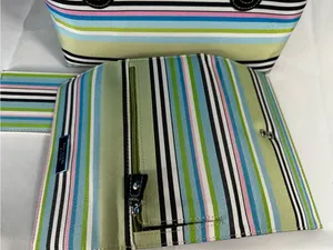 3piece Vintage kate spade Multicolor Stripe Tote w/ Wallet and checkbook holder thumbnail 6