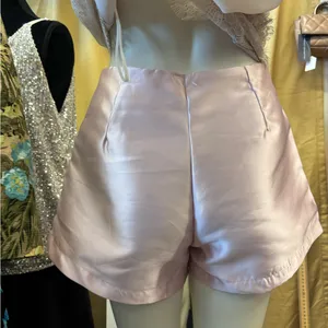 Banana Republic Pale Pink Satin High Waisted Pleated Shorts with Pockets and Side Zipper thumbnail 12