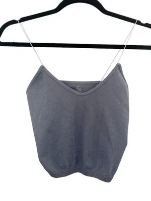 Free People Intimately Blue Gray Glitter Crop Cami Tank Top Size M/L thumbnail 1