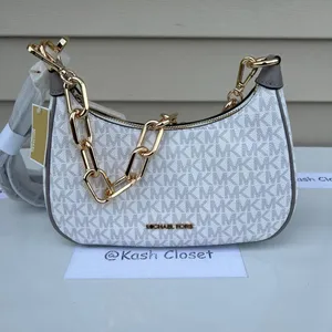 Michael Kors Bright White Cora Shoulder Handbag Crossbody Medium Pouchette thumbnail 1