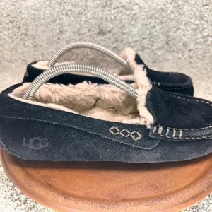 UGG Black Suede Moccasins with Plush Lining thumbnail 3