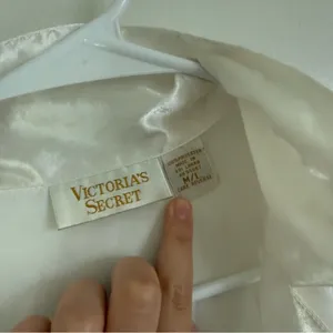 Victoria's Secret Ivory Satin Button-Up Sleep Shirt thumbnail 4