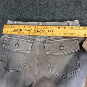 Spanx Stretch Twill Wide Leg Crop Pants Taupe Brown High Rise Button Detail M thumbnail 6