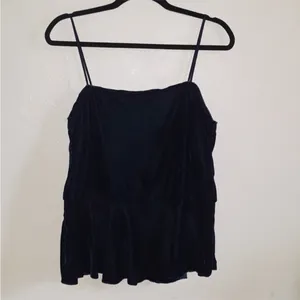 Intimately Free People Teal Velvet Peplum Tank Top Size S thumbnail 4