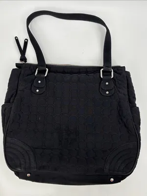 Vera Bradley Black Quilted Shoulder Tote with Front Zip Pocket thumbnail 6
