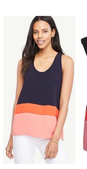 Ann Taylor Color Block Blue Pink Tank Size Small thumbnail 2