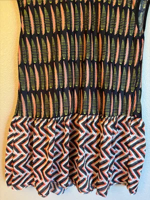 Zara MEDIUM Boho Tunic Top Sleeveless Blouse Black Coral Patterned Ruffle Hem thumbnail 6