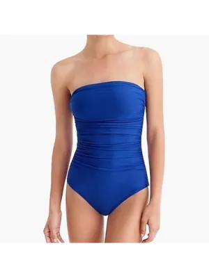J CREW Ruched Blue One Piece Swim Suit size 10 thumbnail 2