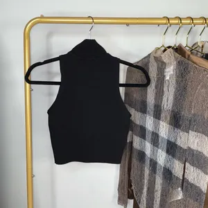 Zara Black Sleeveless Mock Neck Cropped Knit Top Womens Small EUC thumbnail 6