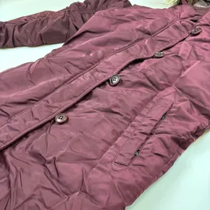 Abercrombie & Fitch Womens Maroon Red Fur Trim Hooded Lined Parka Jacket Size XS thumbnail 4