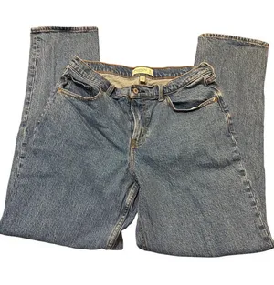 Abercrombie & Fitch Curve Love 90s Straight Mid Rise Jeans Blue Denim Sz 12L thumbnail 1