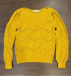 LOFT Women's Mustard Yellow Knit Sweater Size Small - C19-107 thumbnail 1