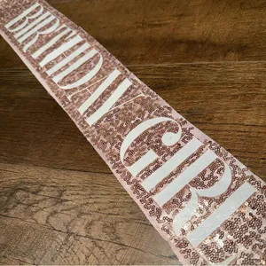 Rose Pink Sequins Glitter 'Birthday Girl' Sash thumbnail 3