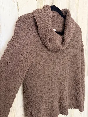 Pink Republic Popcorn Cowl Neck Sweater Brown Size M Cozy Soft thumbnail 3
